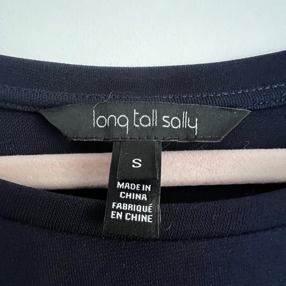 Long Tall Sally || TALL Navy Blue T-Shirt Dress with Pockets || size Small - Picture 3 of 4